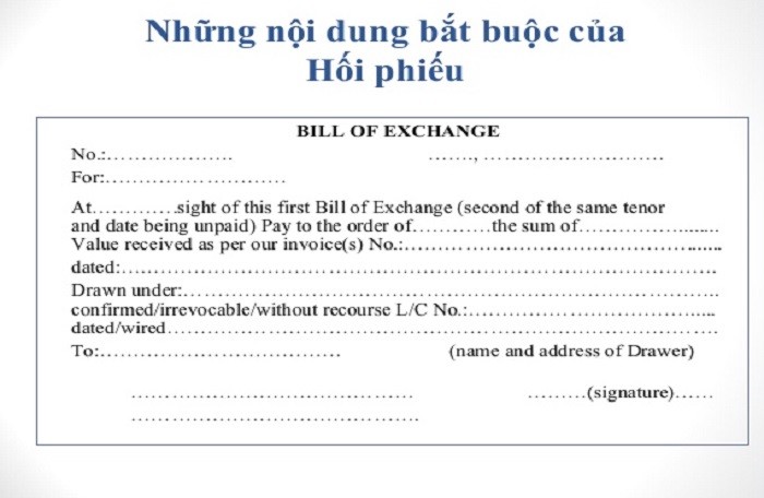 Nội dung chi tiết trên hối phiếu – Bill of Exchange